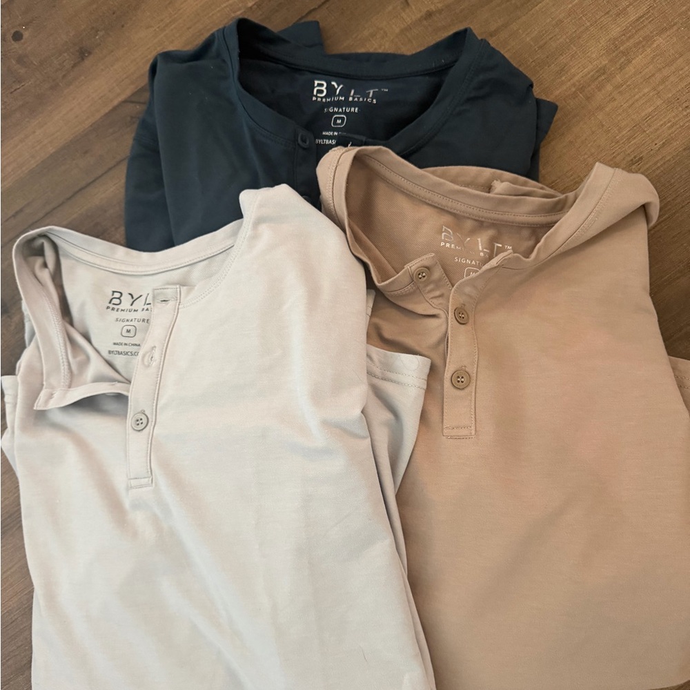 BYLT Basics Mens Medium Drop Cut L/S Long Sleeve T Shirt Bundle EUC